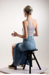 Woman White Slim Female Studio Poses